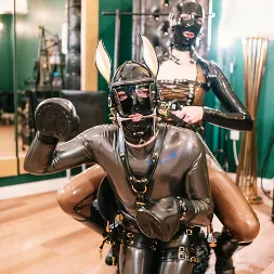 Luci van Cage in 'Kink Partners' Rubber Pony Play: the stallion got saddled up and milked by a milking machine (Thumbnail 1)