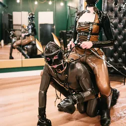 Luci van Cage in 'Kink Partners' Rubber Pony Play: the stallion got saddled up and milked by a milking machine (Thumbnail 3)