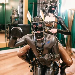 Luci van Cage in 'Kink Partners' Rubber Pony Play: the stallion got saddled up and milked by a milking machine (Thumbnail 23)
