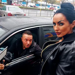 Sidney Dark in 'Kink Partners' German goth SIDNEY DARK rides his cock in the car! (Thumbnail 5)