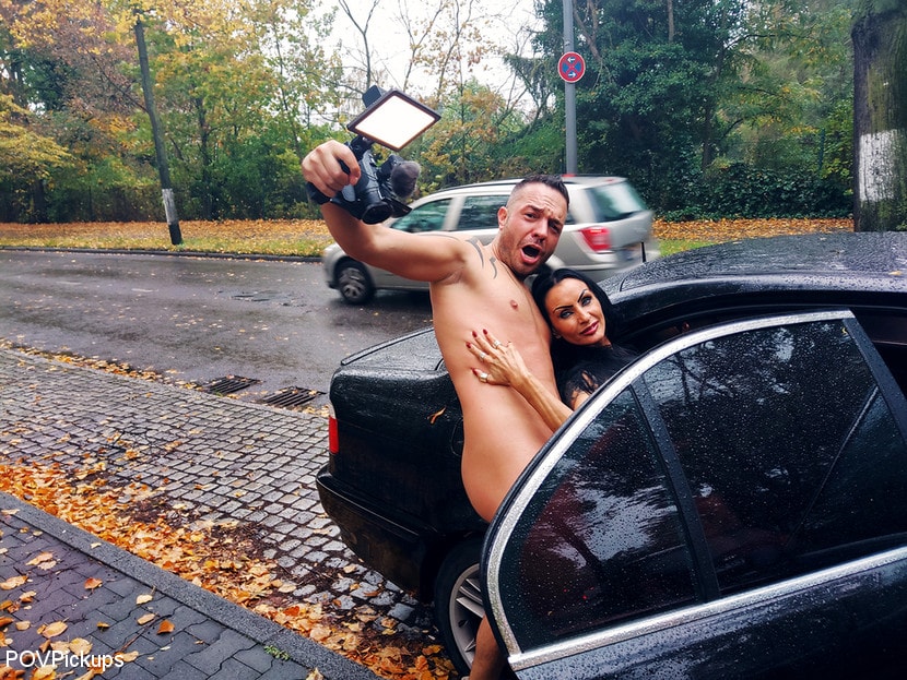 Kink Partners 'German goth SIDNEY DARK rides his cock in the car!' starring Sidney Dark (Photo 14)