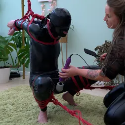 Slave Mila in 'Kink Partners' Struggles for Air in Extreme Predicament Bondage with Wand Torment (Thumbnail 13)